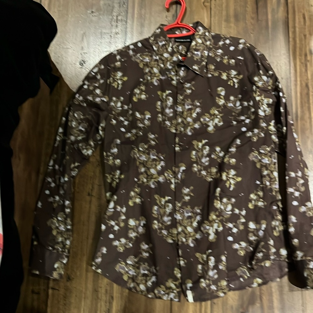 DKNY mens brown print shirt